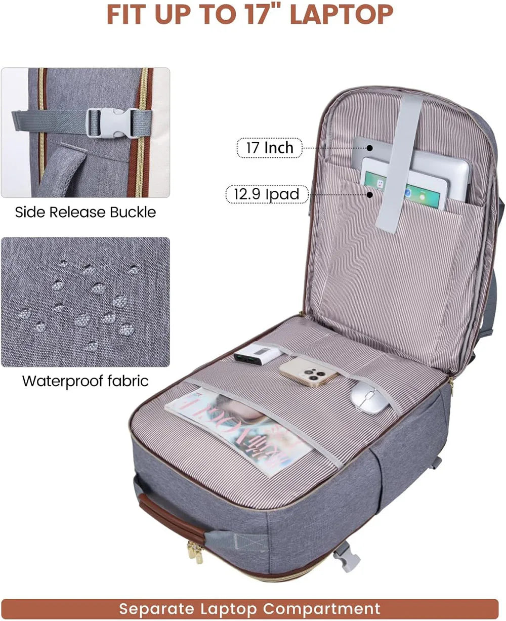 50L Travel Backpack for Women & Men with 3 Packing Cubes Overnight Bags Waterproof Personal Item Bag Weekender Laptop Backpacks