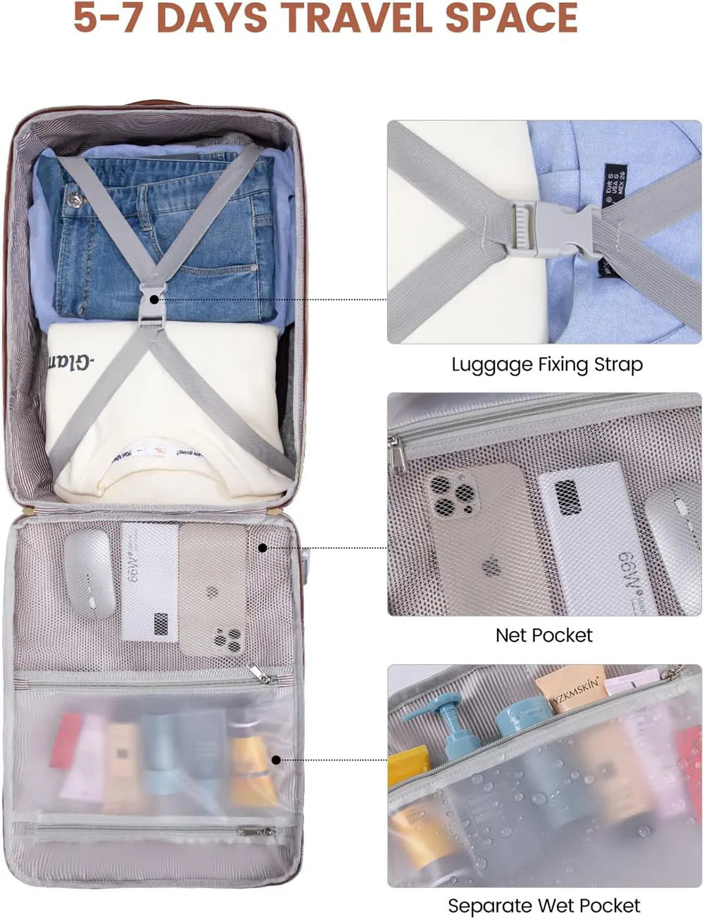 50L Travel Backpack for Women & Men with 3 Packing Cubes Overnight Bags Waterproof Personal Item Bag Weekender Laptop Backpacks