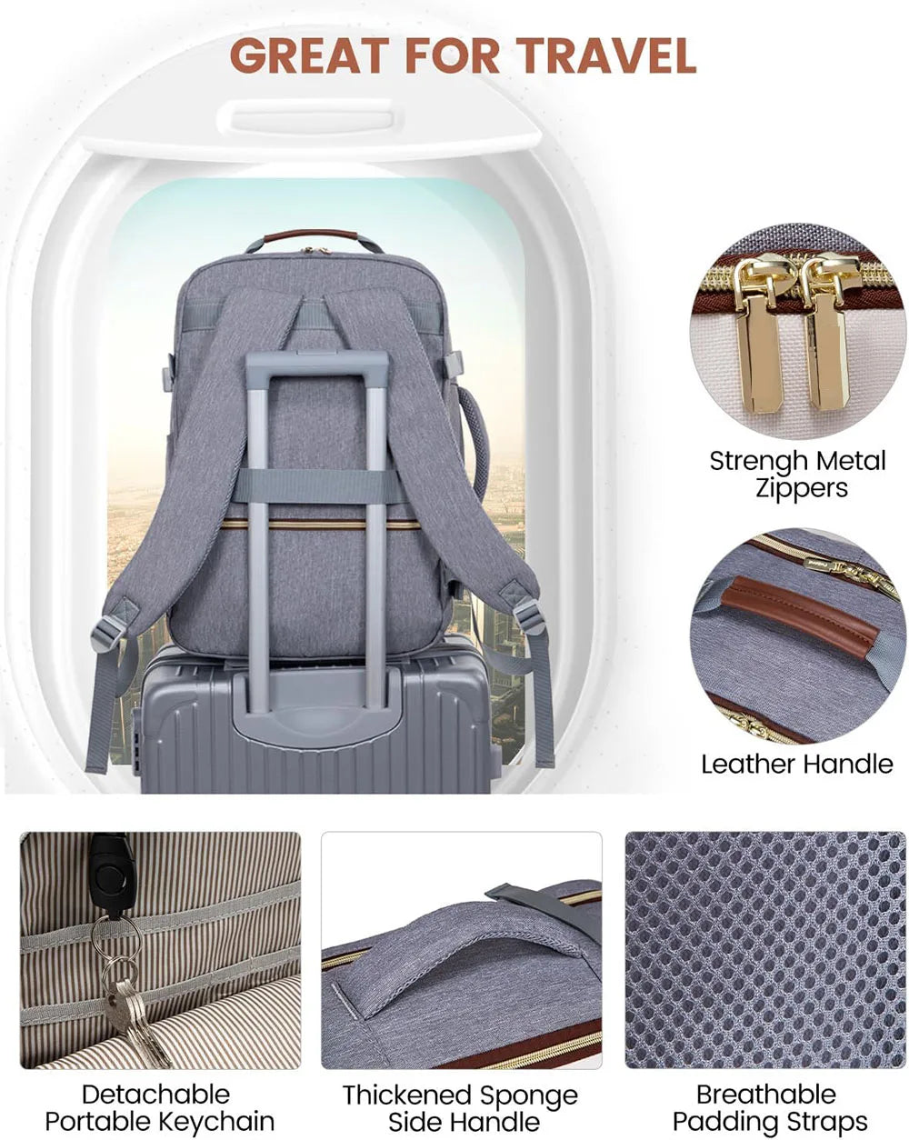 50L Travel Backpack for Women & Men with 3 Packing Cubes Overnight Bags Waterproof Personal Item Bag Weekender Laptop Backpacks