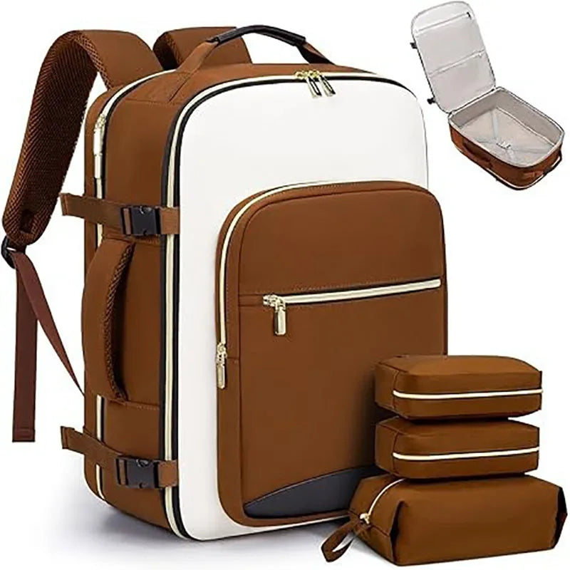 50L Travel Backpack for Women & Men with 3 Packing Cubes Overnight Bags Waterproof Personal Item Bag Weekender Laptop Backpacks