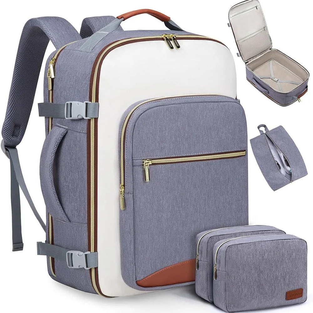 50L Travel Backpack for Women & Men with 3 Packing Cubes Overnight Bags Waterproof Personal Item Bag Weekender Laptop Backpacks